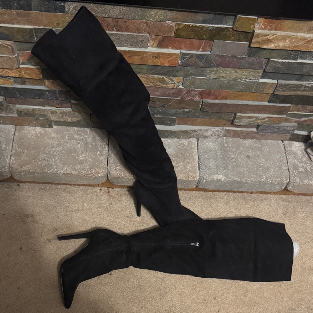 Glaze Black Over-The-Knee Stiletto Boots